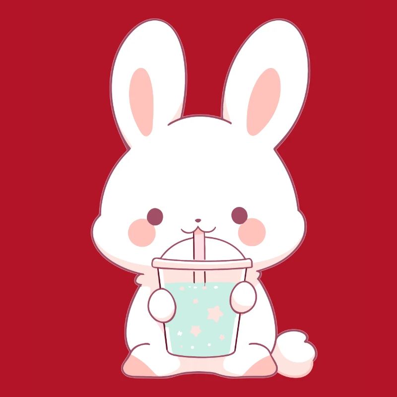 Kawaii Bunny Drinks Boba Bubble Tea Chibi