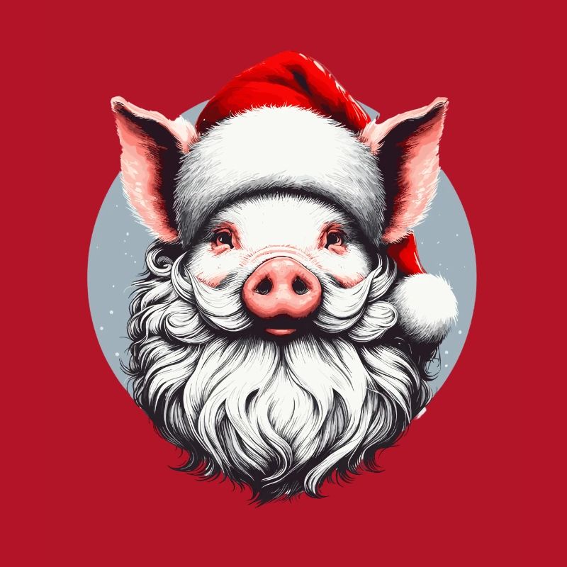Conception de pull de Noël : Cochon comme Père Noël - Noël