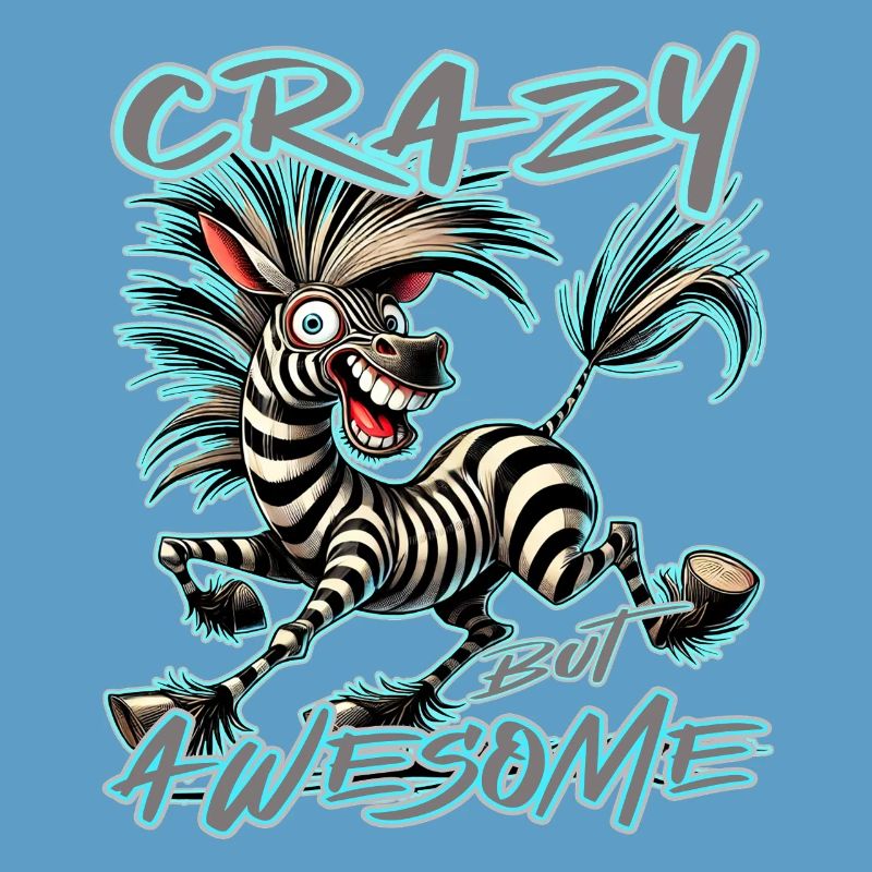 Crazy but Awesome Zebra Comic Style