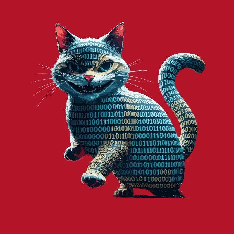 Tech cat avec code binaire pour les programmeurs et