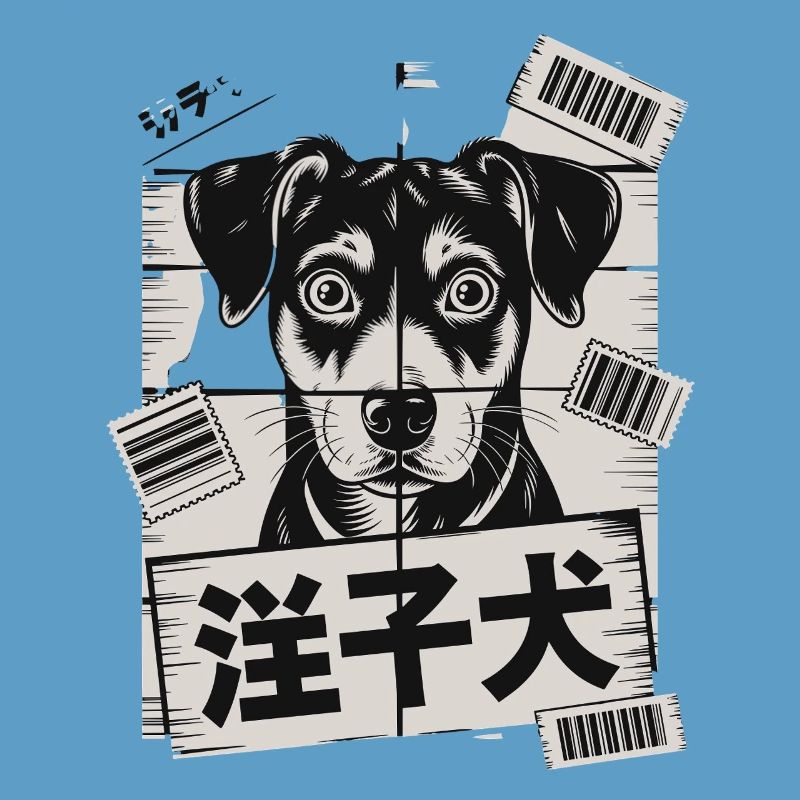 Chien mignon avec affiche de code-barres