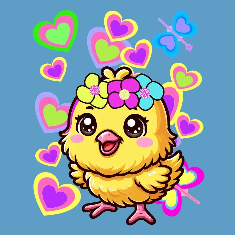 Easter Spring Chick Retro 80s 90s Kids Chicken