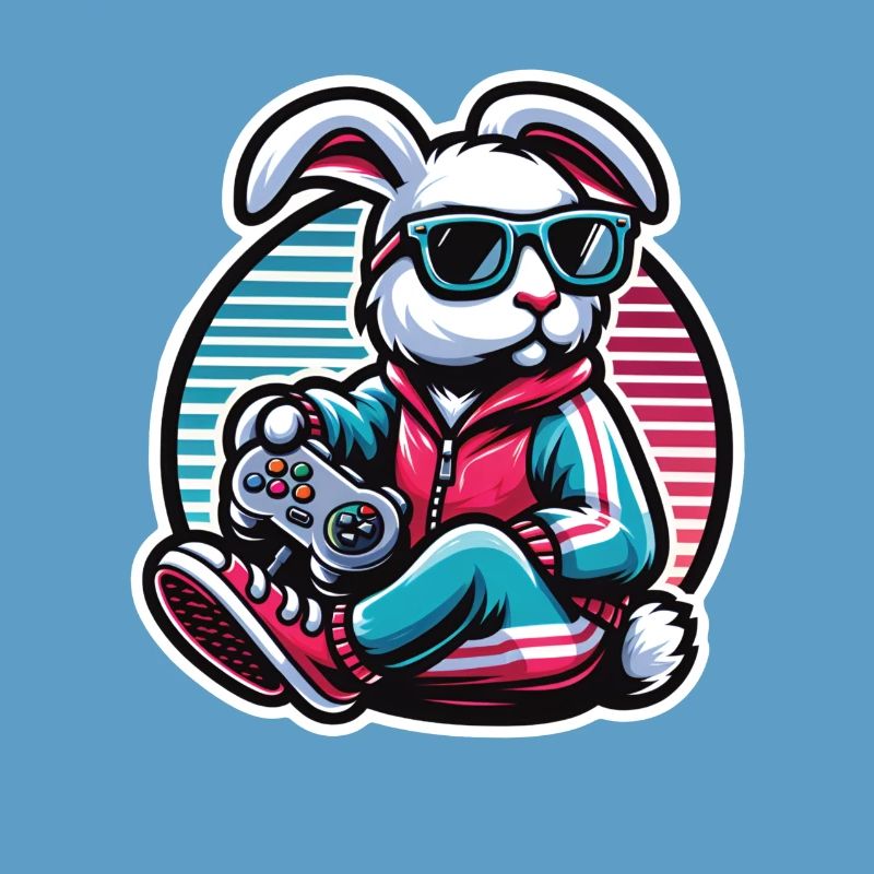 Casual gamer bunny with controller