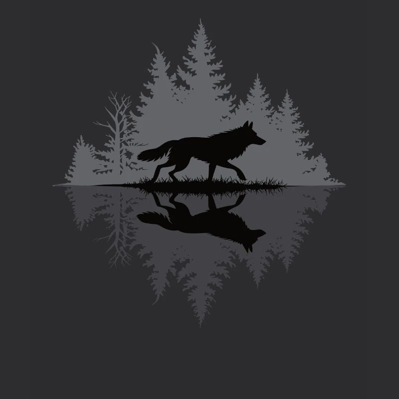 Loup dans la forêt sombre