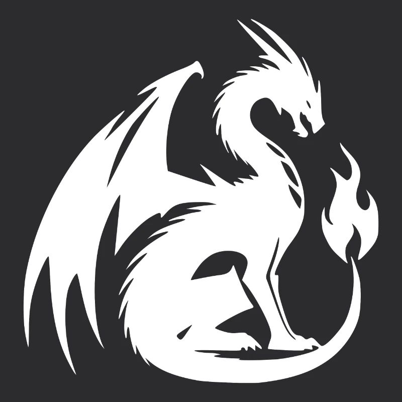 Angry dragon with huge wings and flame