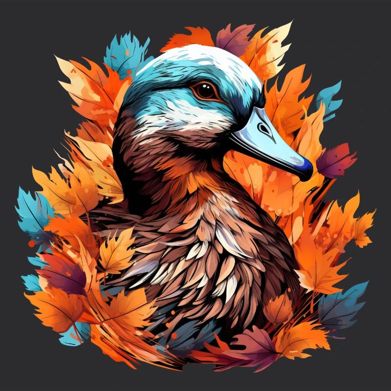 Canard doux dans le feuillage d’automne