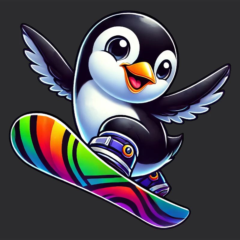 Süßer Pinguin Snowboard Comic Winterspaß