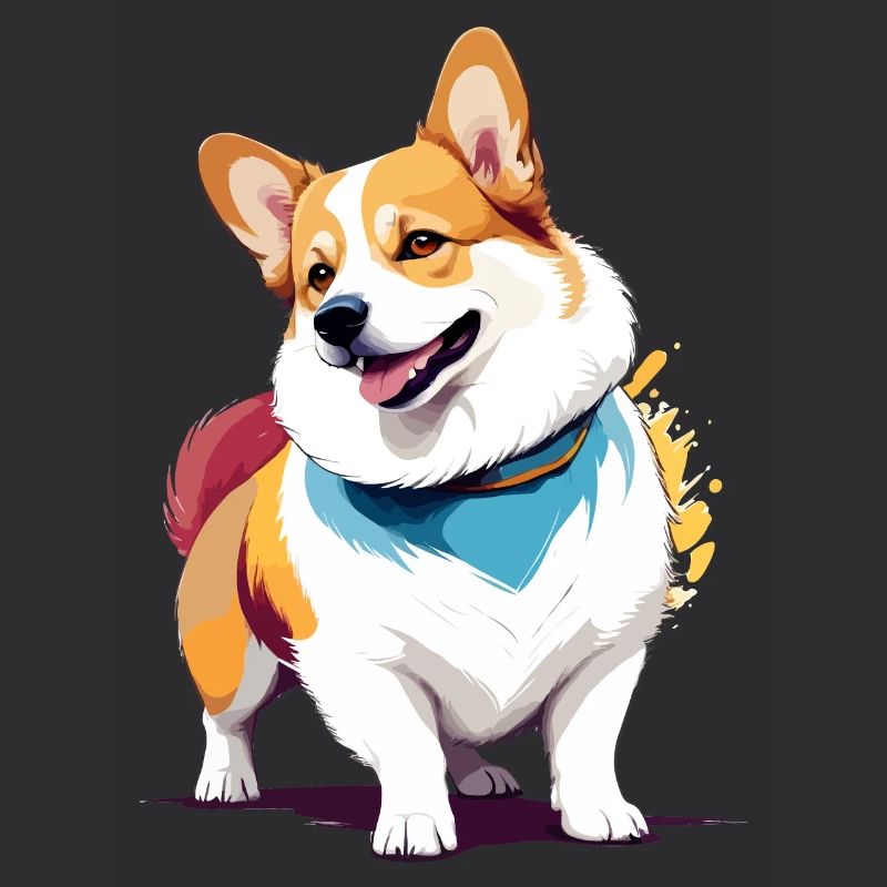 Corgi Vektor Kunst mit lebendiger Farbillustration