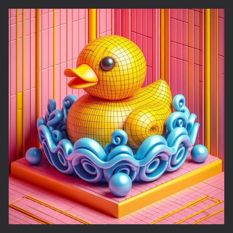 Canard baignant dans un monde fantastique Hyperréalisme