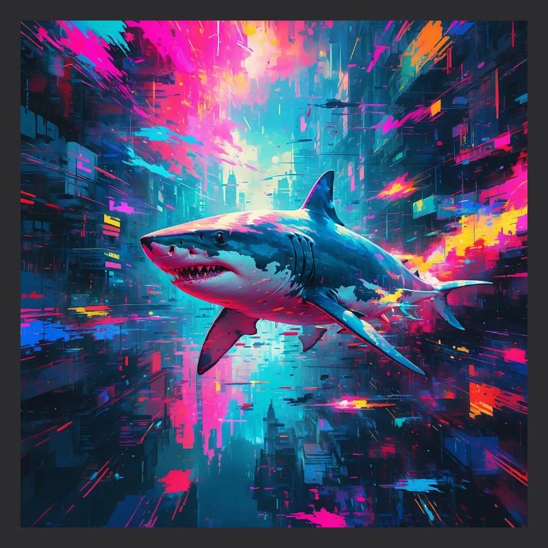 Neon Great White Shark