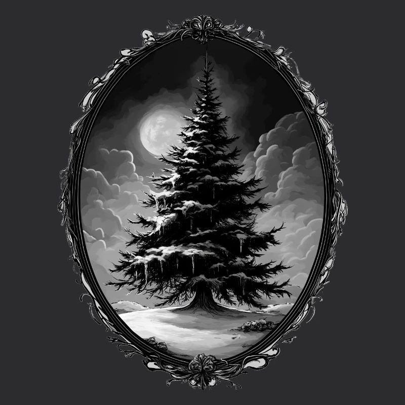 Düsterer Weihnachtsbaum: Wintermärchen imMondlicht