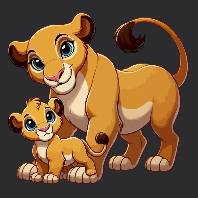 Mère lion avec enfant