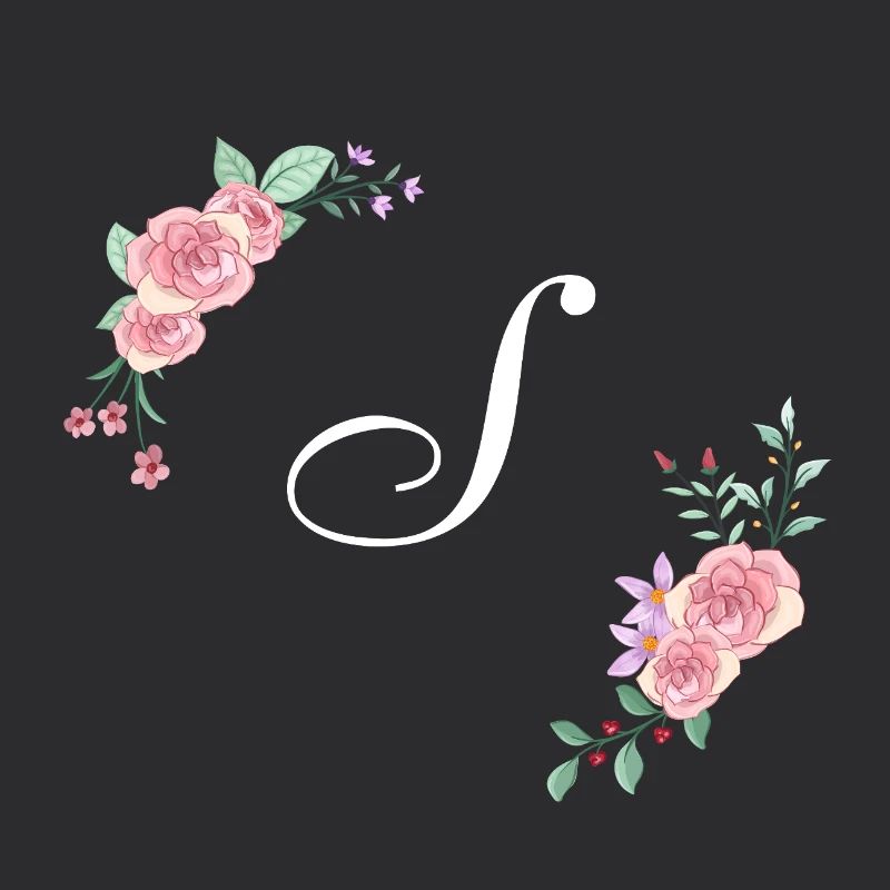 Lettre s florale rose