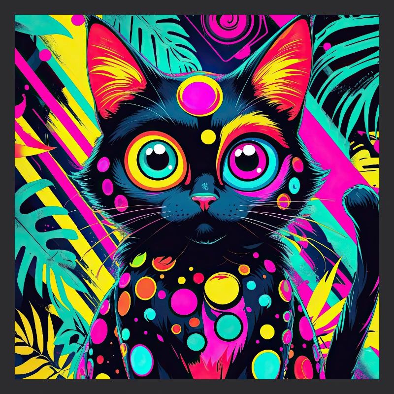 style de dessin animé de couleur néon chat chien art design cool