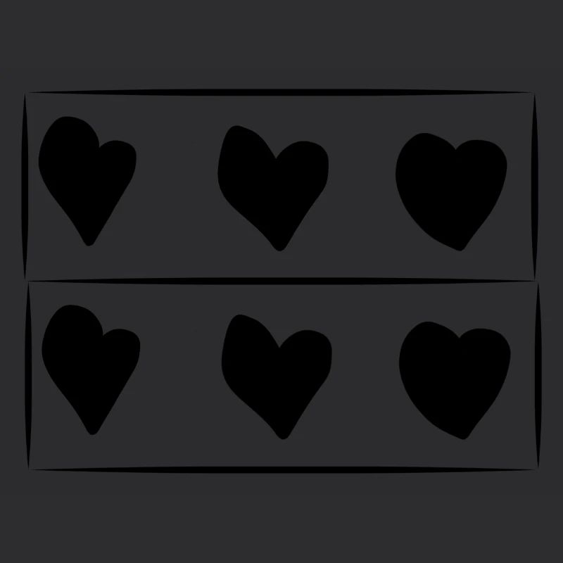 Motif rectangle de six cœurs