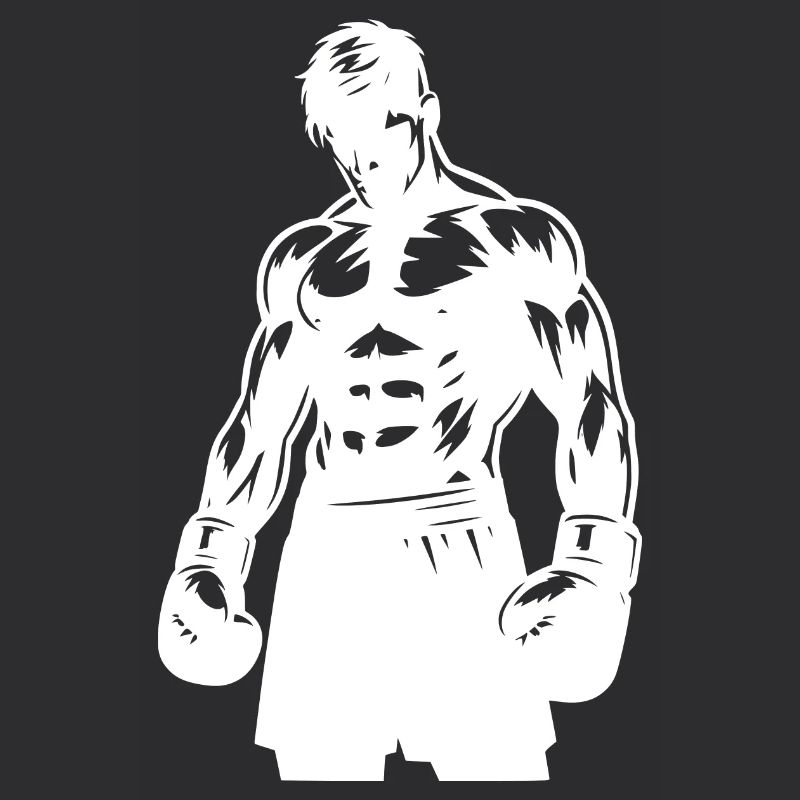 Boxer in boxing mode vintage shadow style