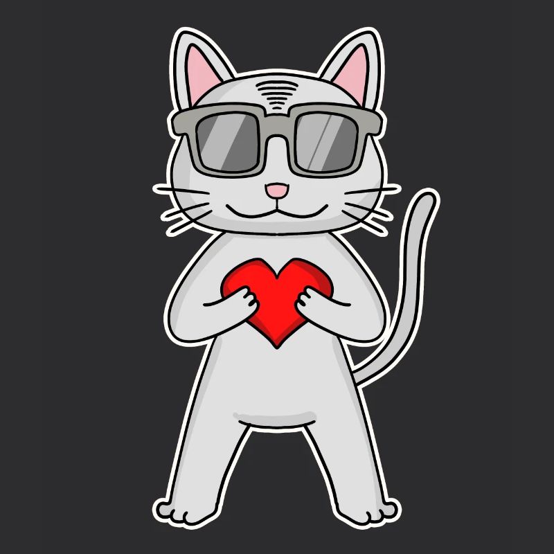 Katze mit Herz und Brille - Devon Rex
