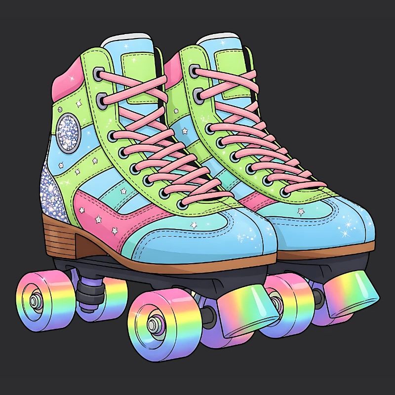 Rollschuhe Retro Regenbogen 80er 90er