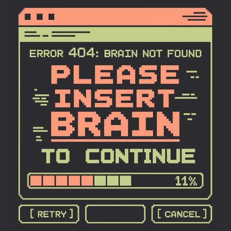 Error 404 Brain Not Found Pixel Design
