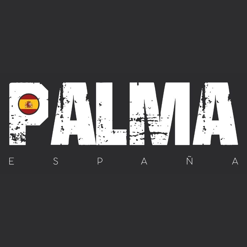 Palma Distressed Text mit Spanien-Flagge
