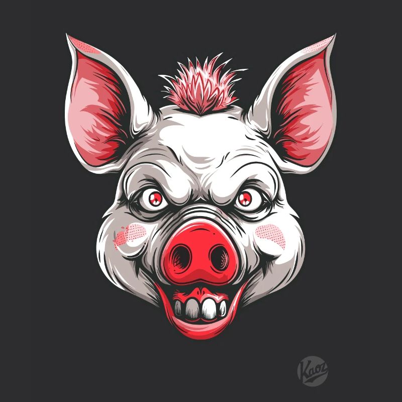White Creepy Psycho Horror Pig