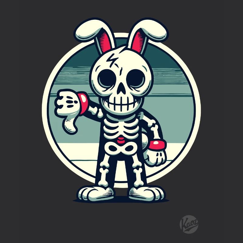 Lapin squelette effrayant avec les pouces vers le bas