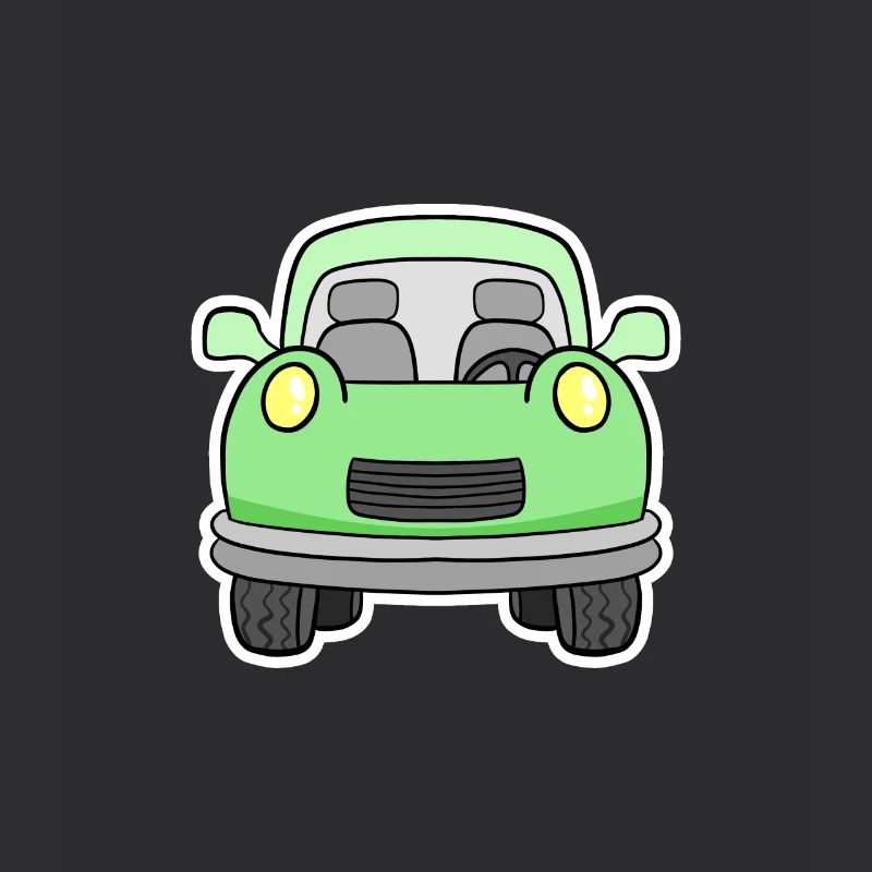 Vue frontale joyeuse de chariot vert