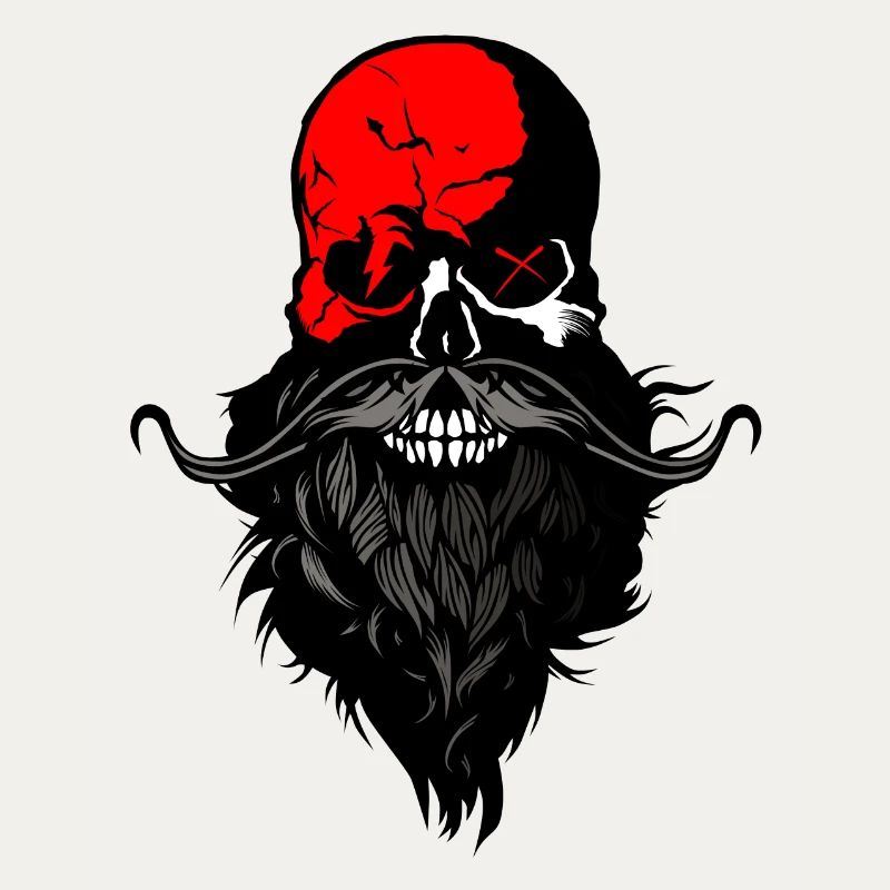 tete de mort Schädel Glatze hipster Bart barb