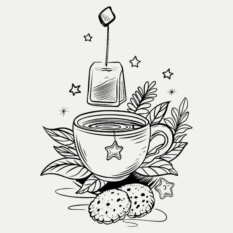Tee Teetasse mit Earl Grey und Teebeutel