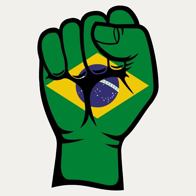 Drapeau du Brésil Symbole de la main du poing