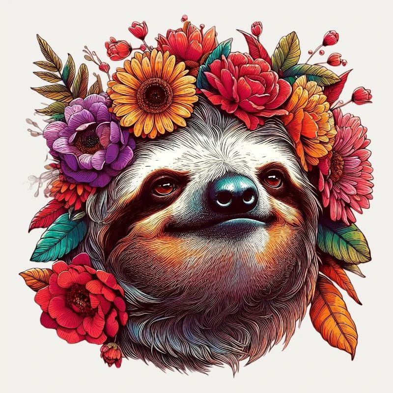 Faultier mit Blumen