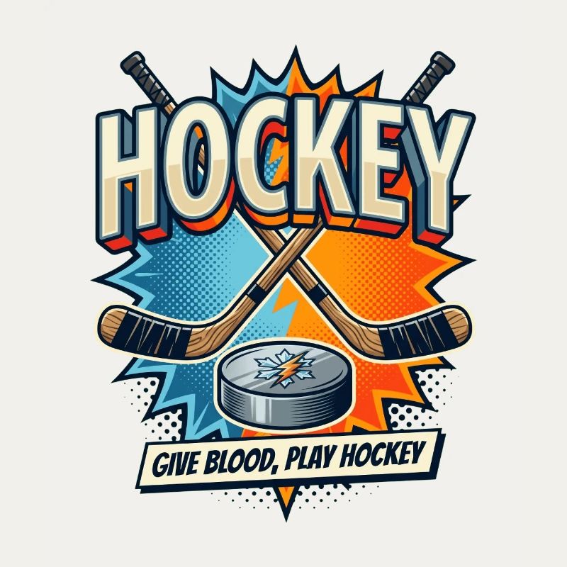 Retro Eishockey Schläger Puck Comic