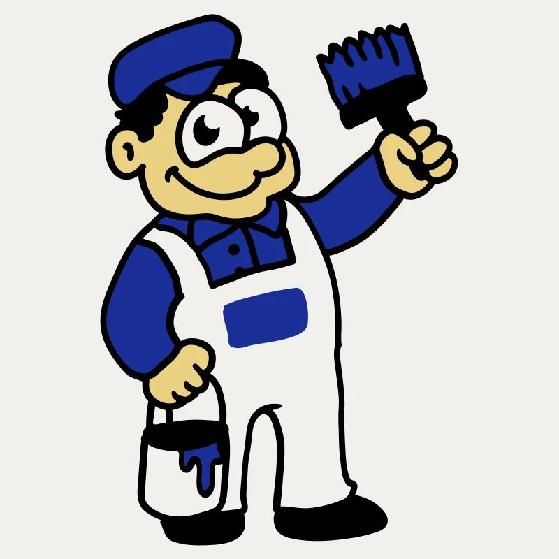 Painter with brush and paint