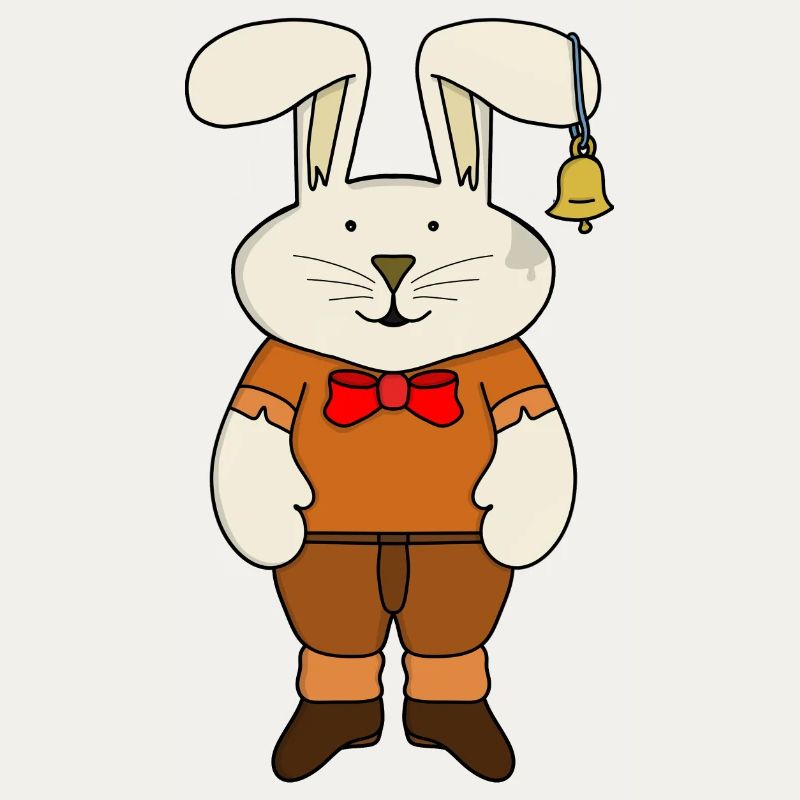 Rabbit with a bell in his ear