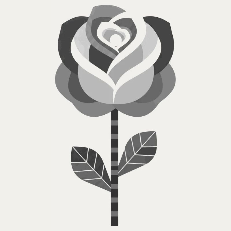 Conception graphique de rose en noir et blanc