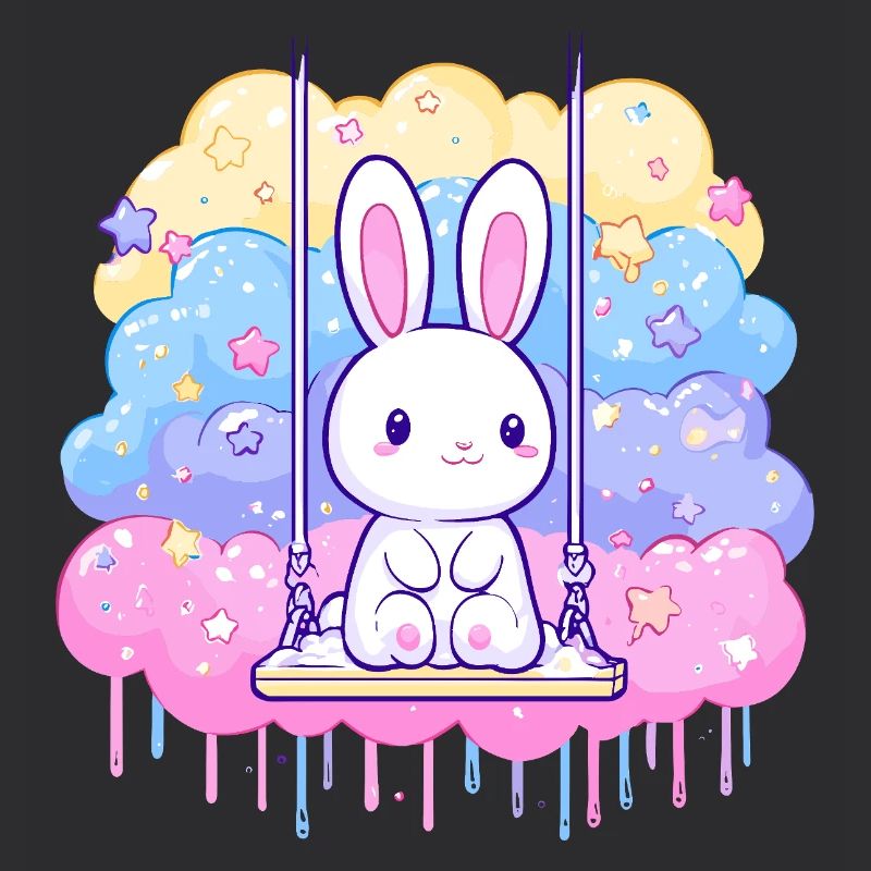 Cuddly bunny on cloud swing