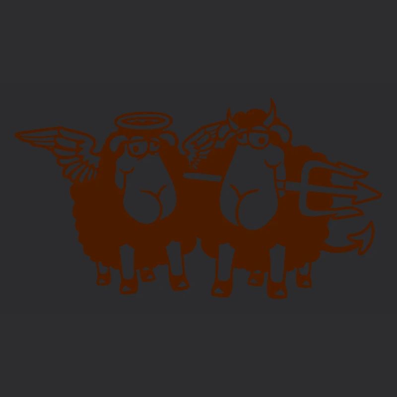 2 Sheep Angel Devil Satan Hell Evil Heaven Good