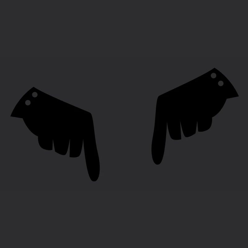 two fancy gloved hands pointing down