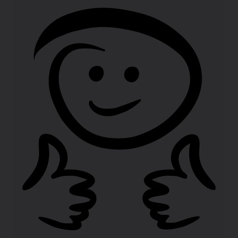 Face smiles, shows two thumbs up. Emoticon.