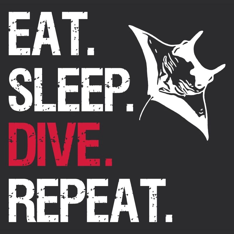 Eat Sleep Dive Repeat - Manta Ray - Vector Design