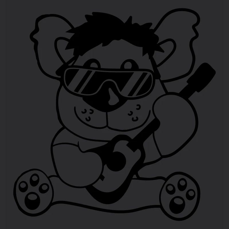 Sitzender Teddy Bär Spielt Süß Gitarre Gitarrist