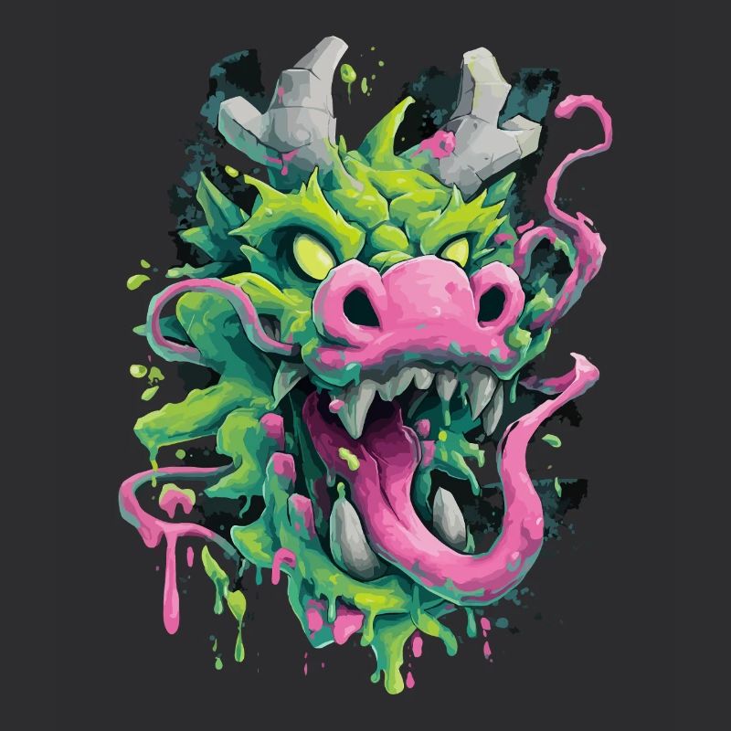Psychedelischer Drachenkopf Japan Street Art Stil