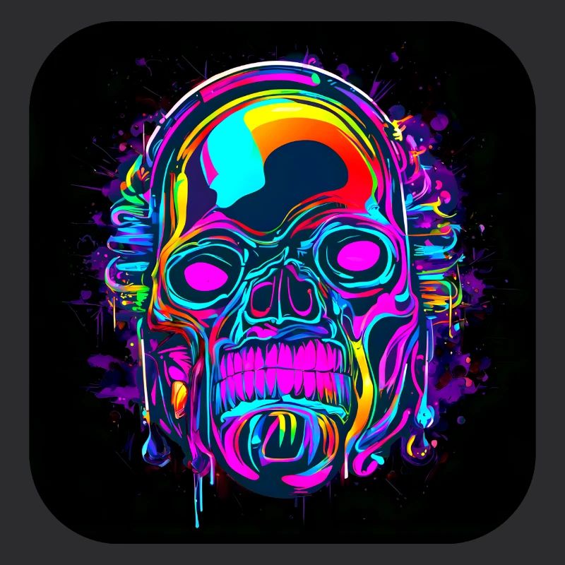 Neon Crâne Abstrait Style Cyberpunk