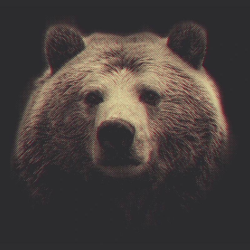 Red Halftone Bear Head