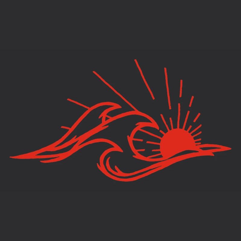 Les vagues et le soleil rouge
