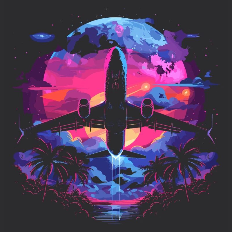 Retro Flugzeug Retrowave