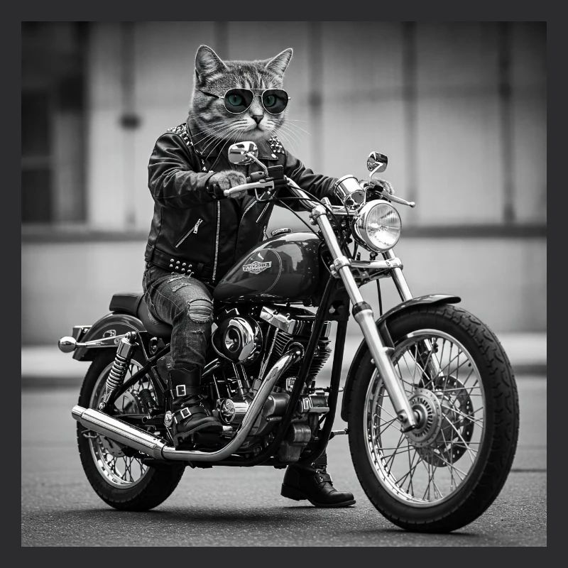 Chat Motard Rock : Design Cool et Original