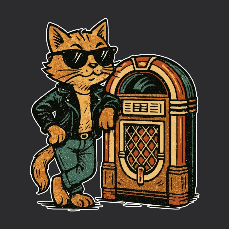 Rockabilly Jukebox Cool Cat 50s Retro Gift