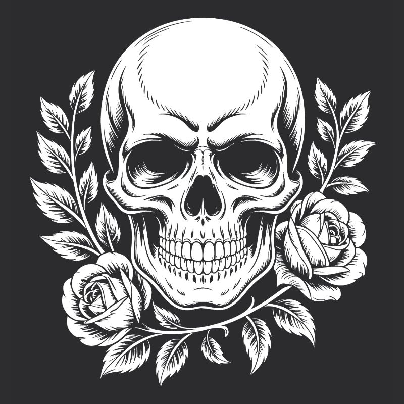 Schädel mit Blumenkranz