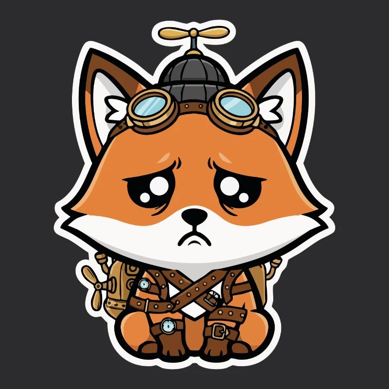 Little Fox Aviator Steampunk Sad Propeller